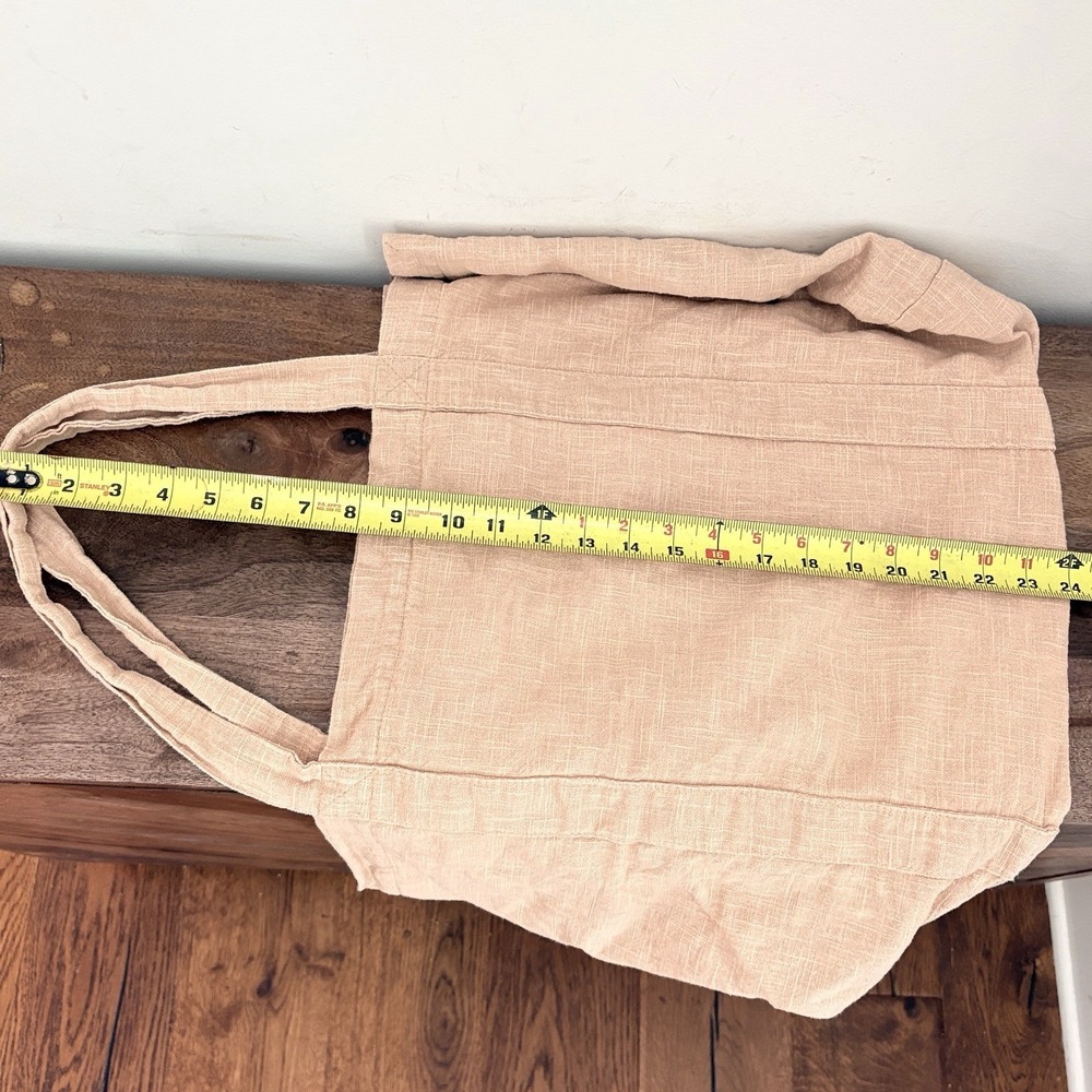Urban French Large Linen Tote Bag Hobo Slouchy Shoulder Bag Beige Made In Korea - Picture 6 of 14